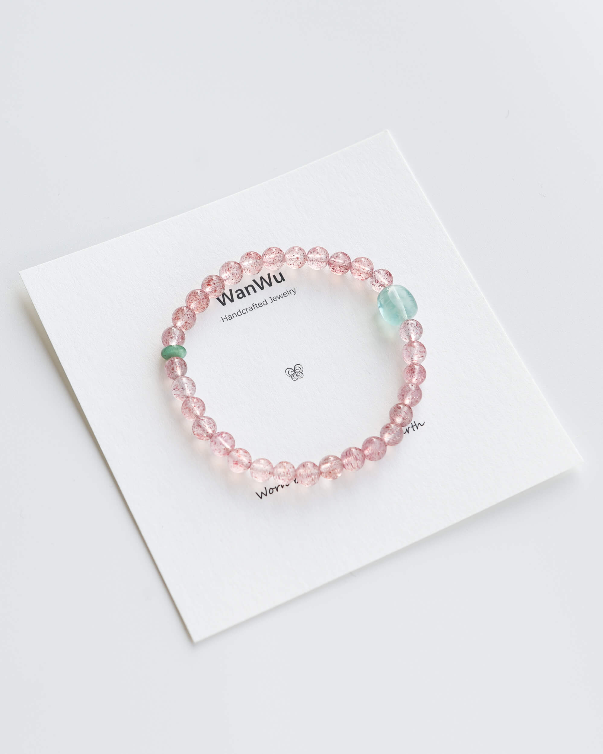 Strawberry Quartz & Fluorite Beaded Bracelet