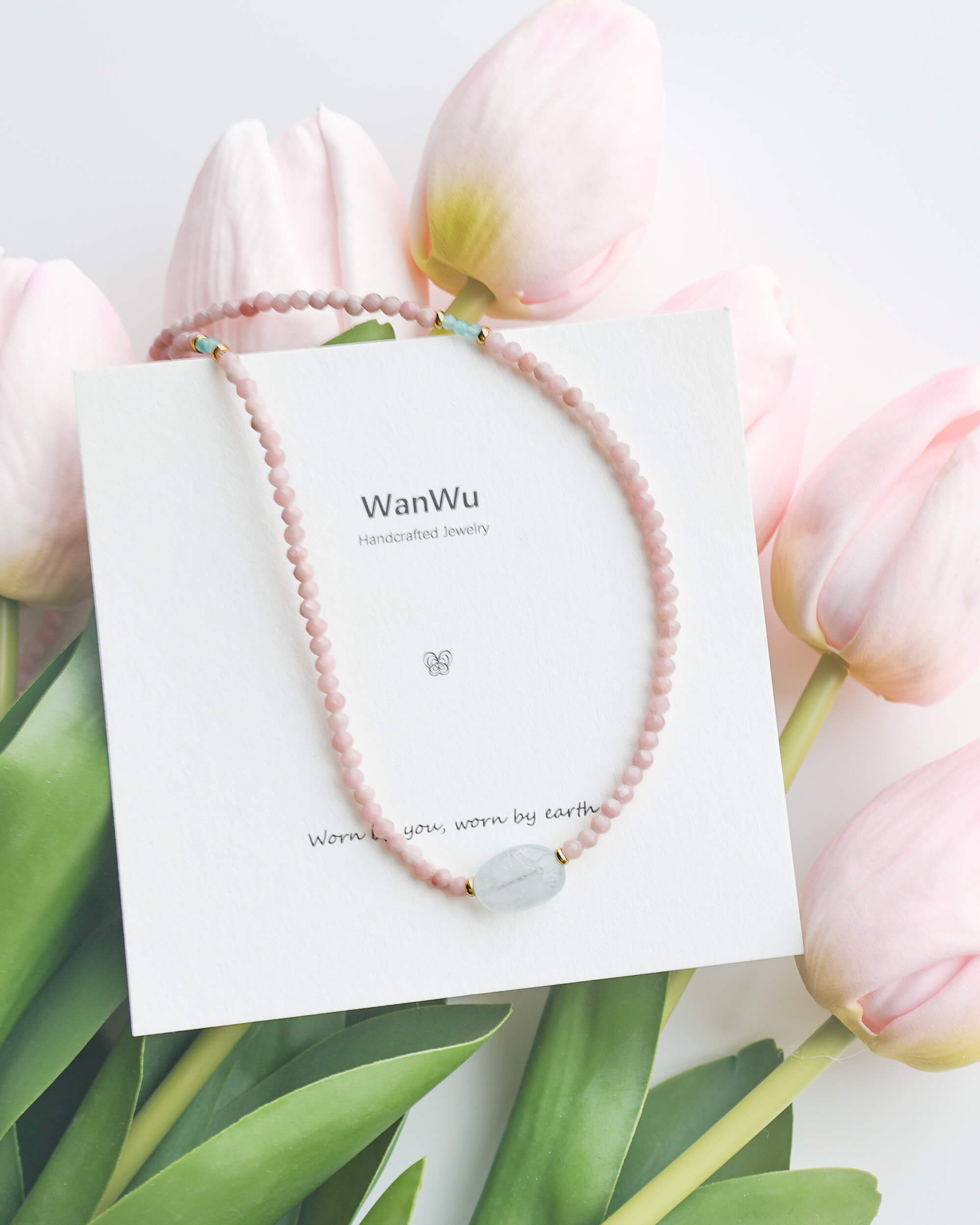 Pink Opal & Aquamarine Necklace