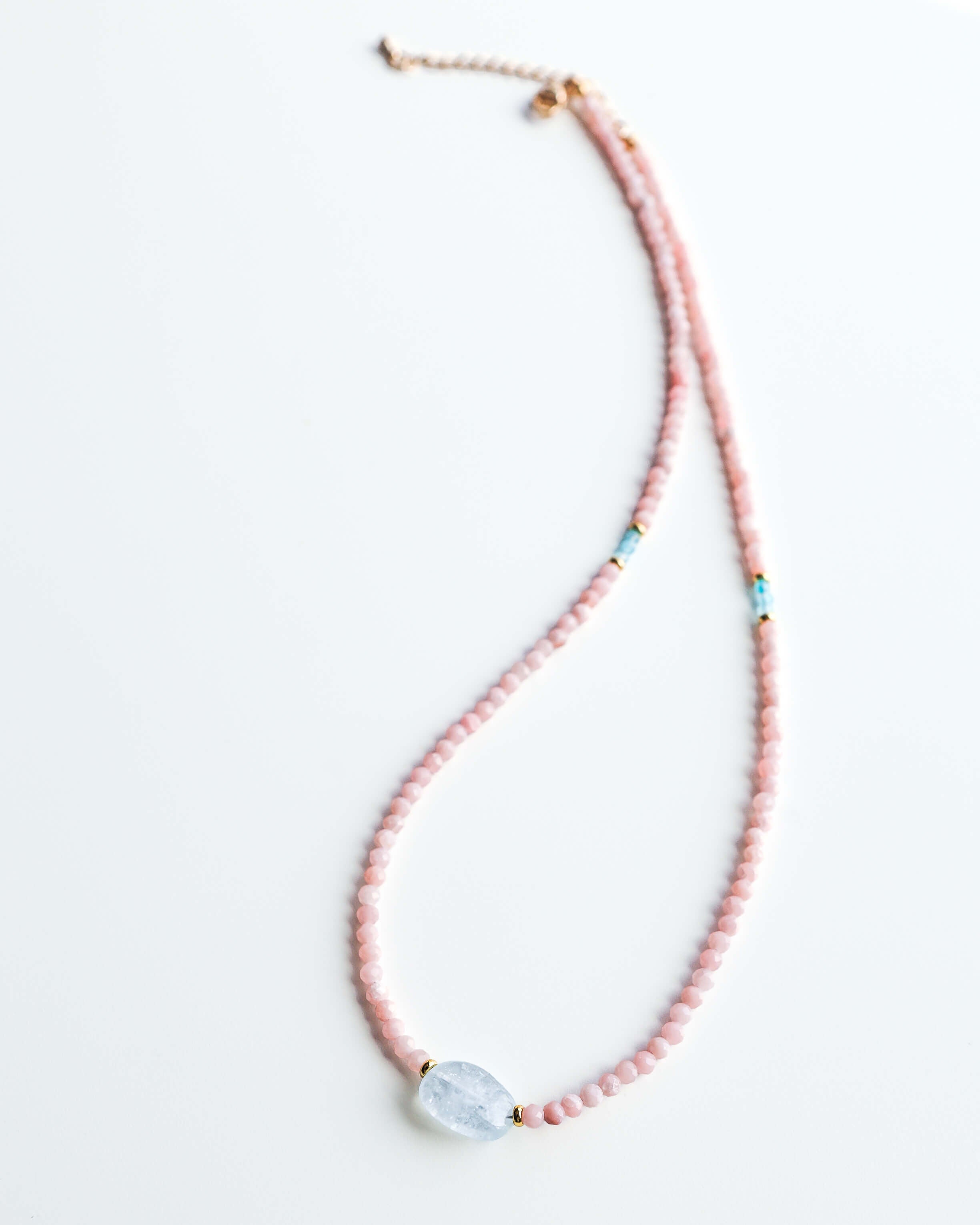 Pink Opal & Aquamarine Necklace