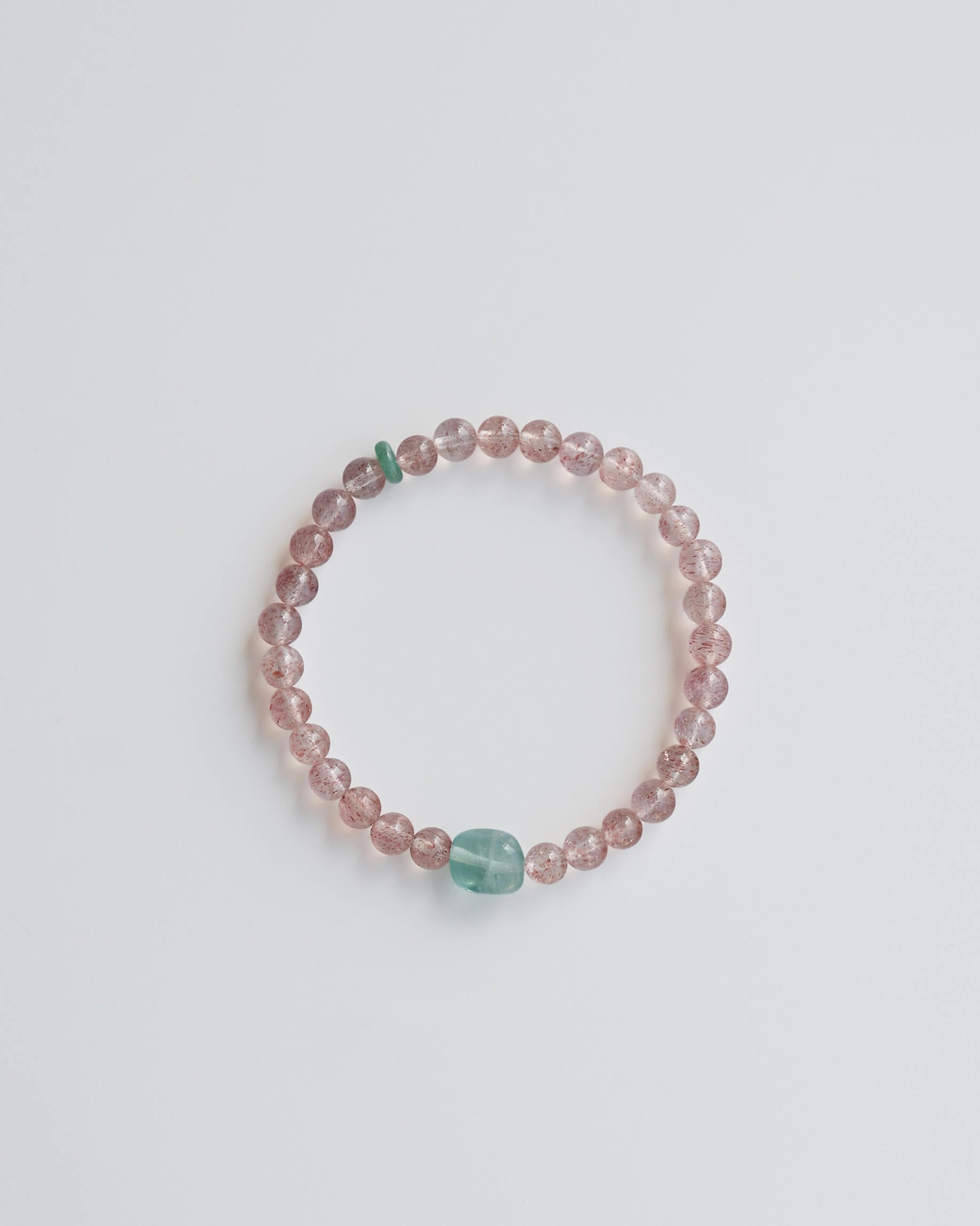 Strawberry Quartz & Fluorite Beaded Bracelet
