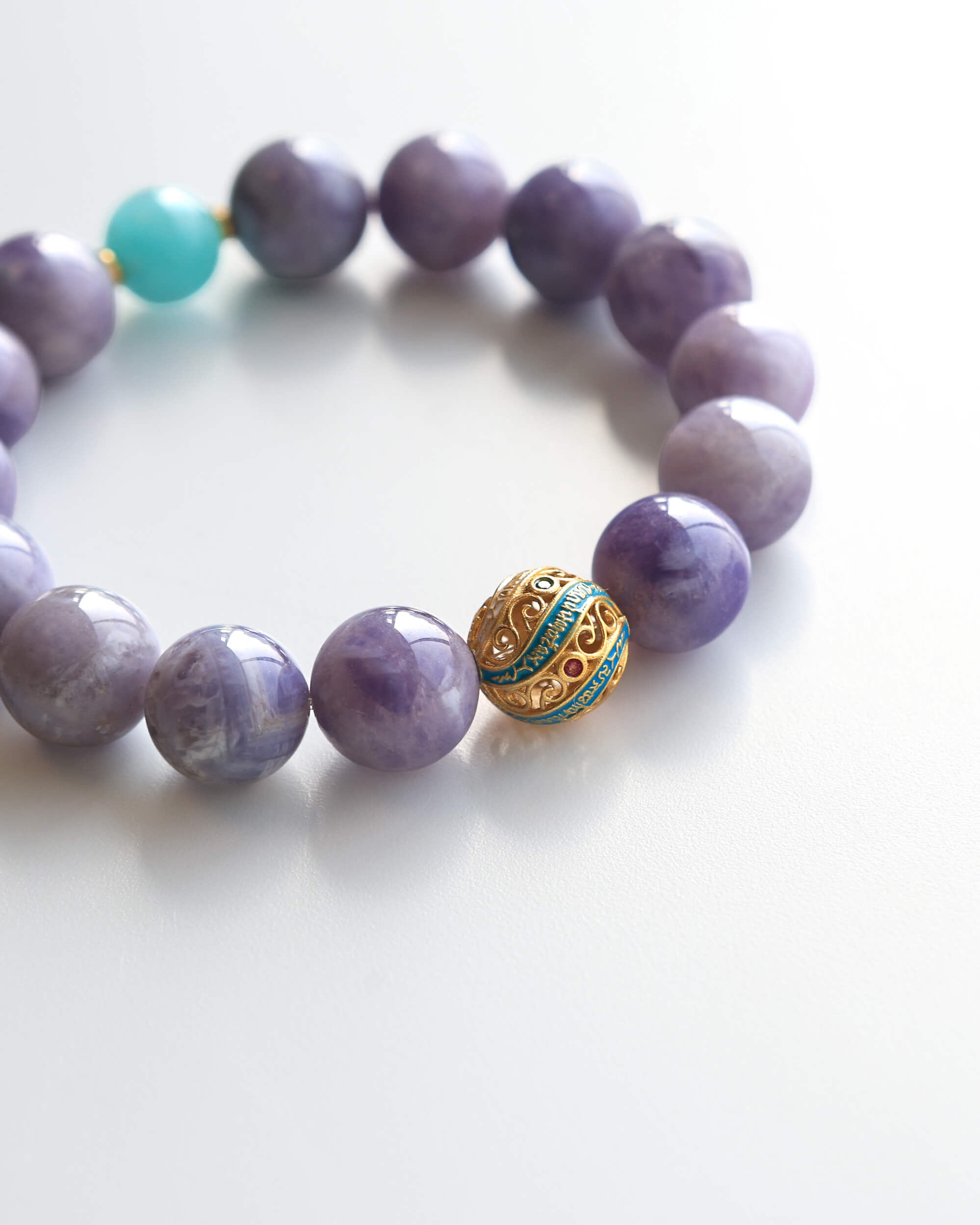 Purple Jade & Amazonite Beaded Bracelet