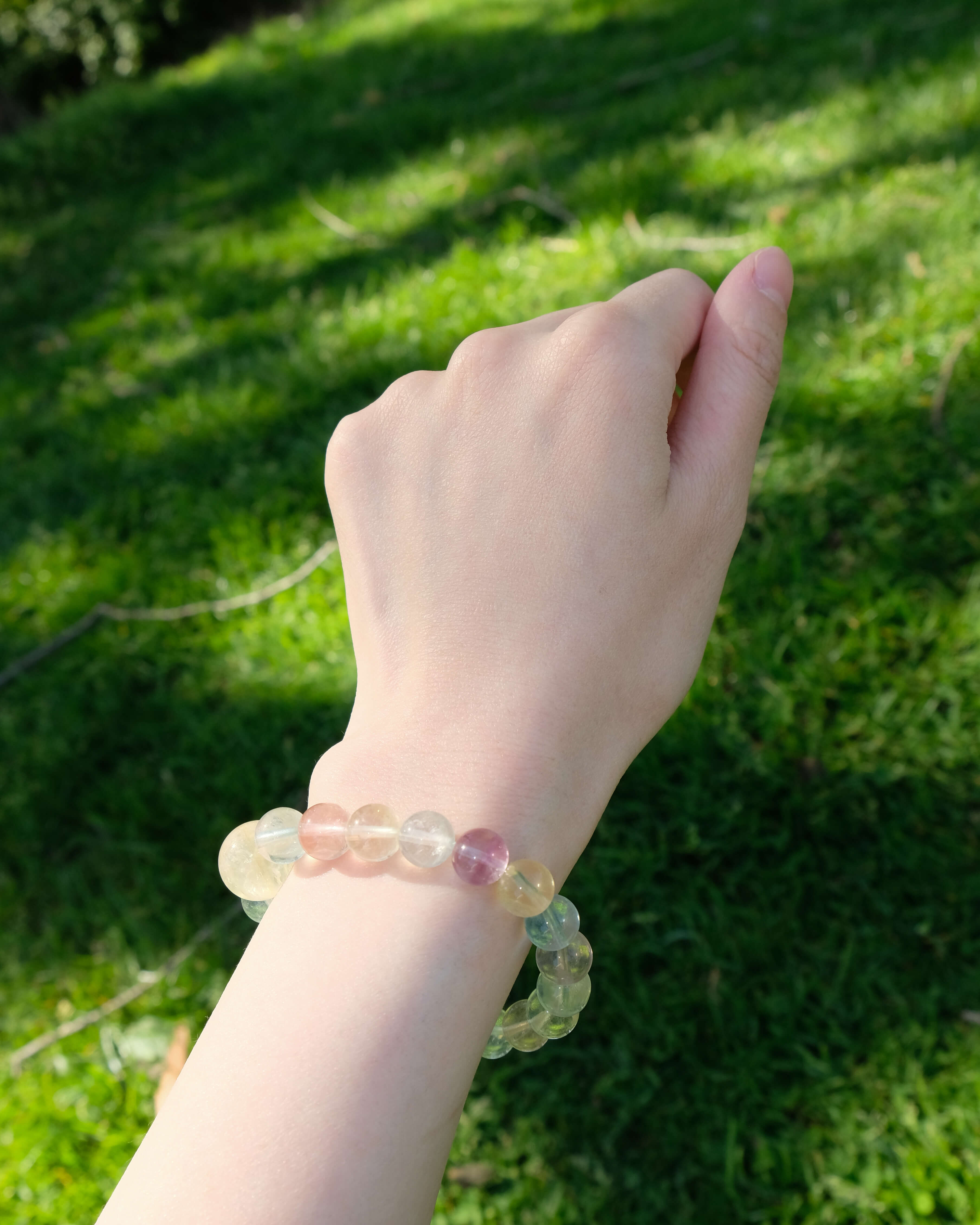 Lemon Citrine & Rainbow Fluorite Bracelet