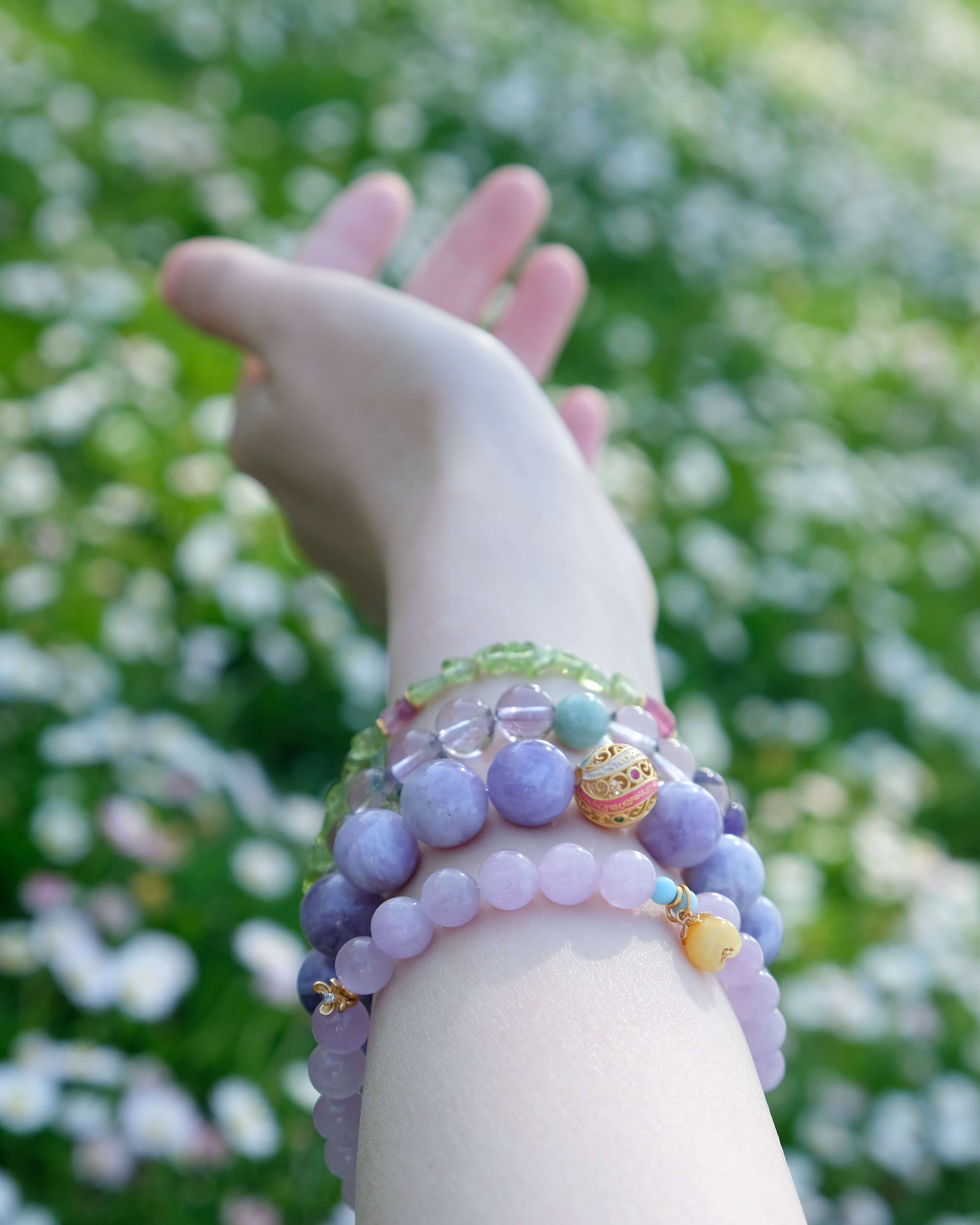 Purple Jade & Amazonite Beaded Bracelet