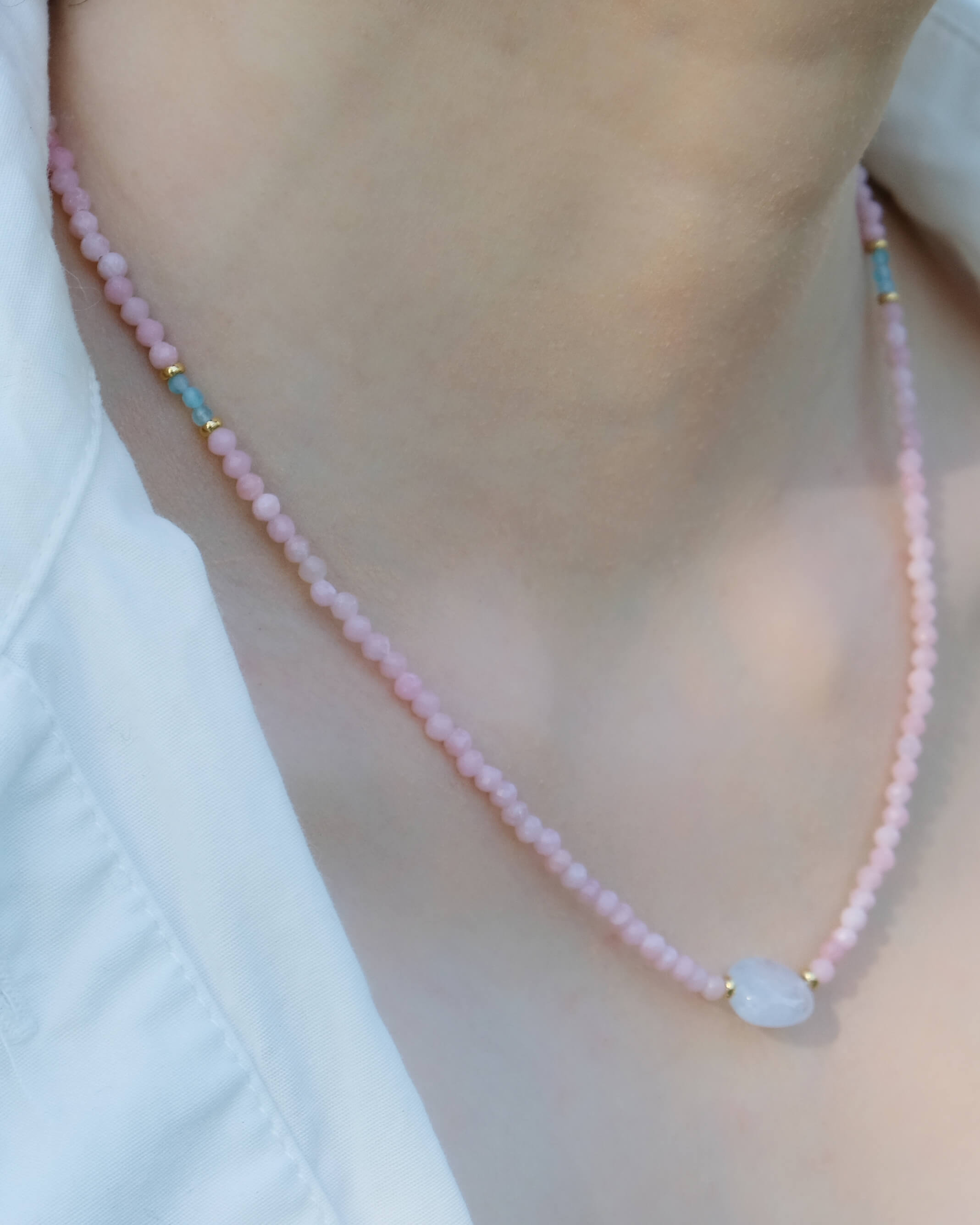Pink Opal & Aquamarine Necklace