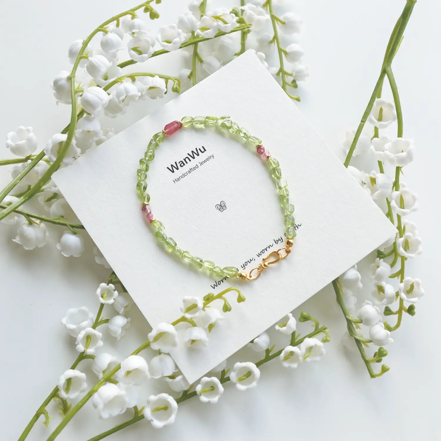 Verdant Gleam-Peridot & Red Rubellite Bracelet - WanWu Jewelry