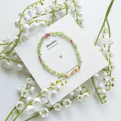 Verdant Gleam-Peridot & Red Rubellite Bracelet - WanWu Jewelry