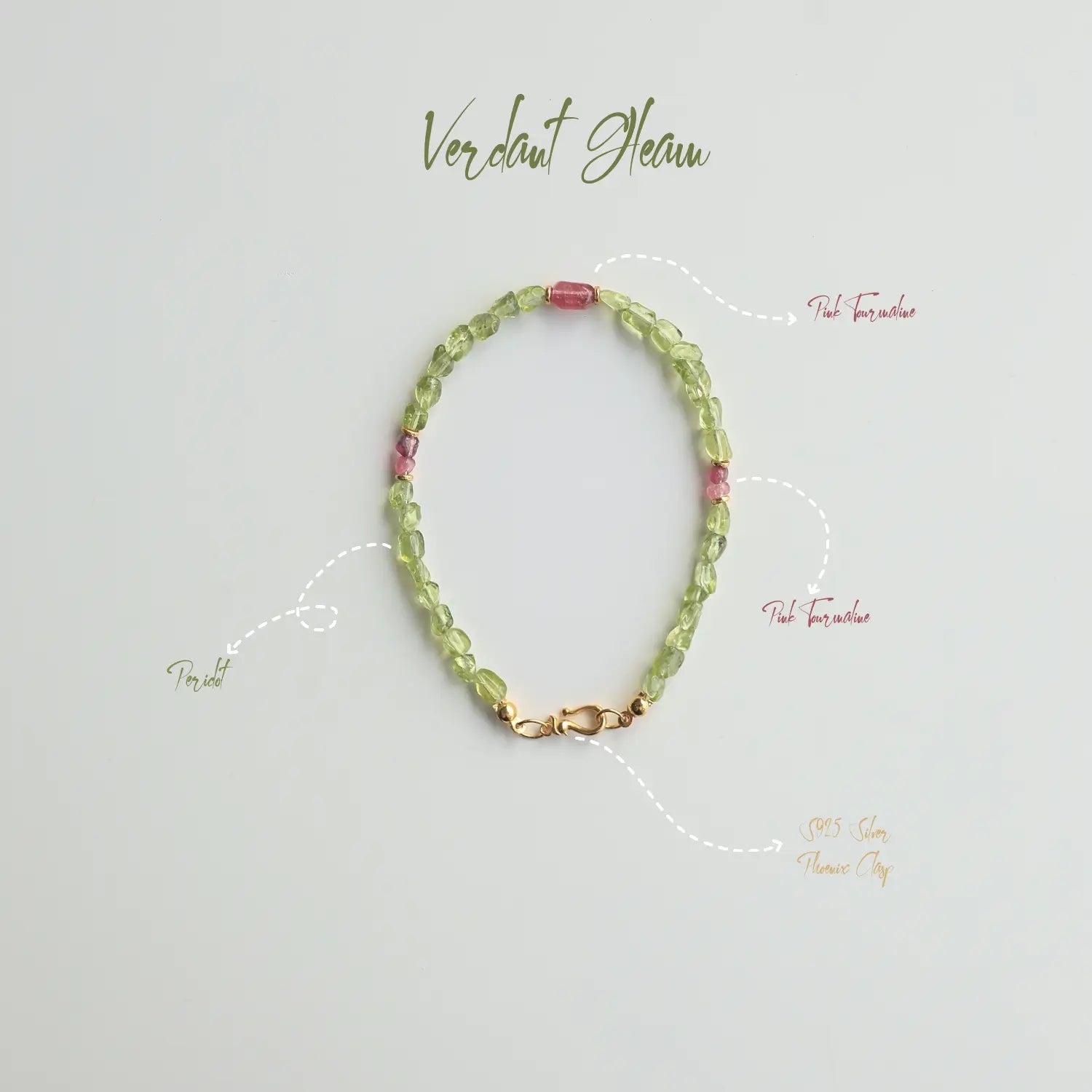 Verdant Gleam-Peridot & Red Rubellite Bracelet - WanWu Jewelry