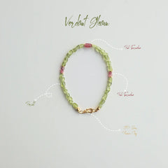 Verdant Gleam-Peridot & Red Rubellite Bracelet - WanWu Jewelry