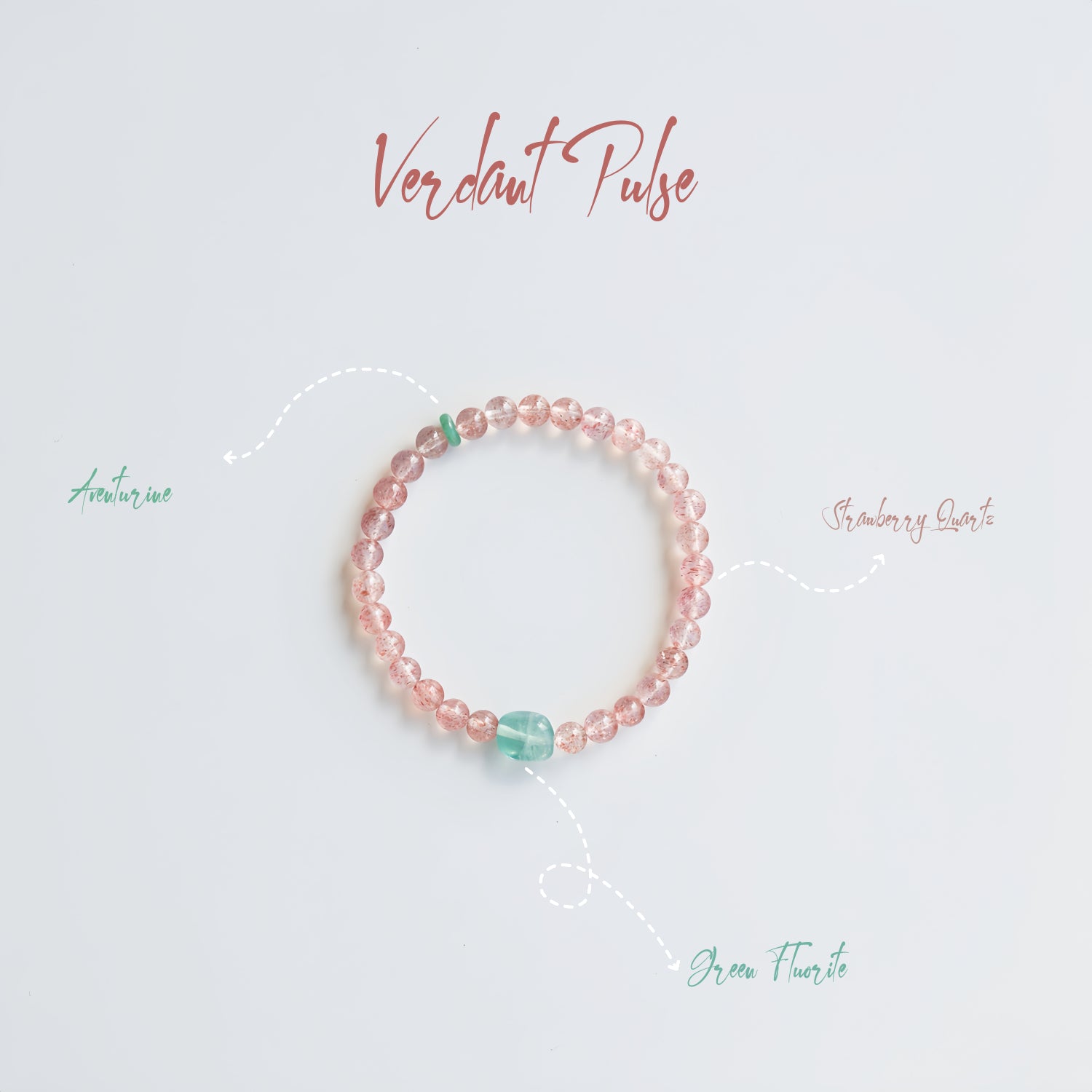 Verdant Pulse-Strawberry Quartz, Aventurine & Fluorite Bracelet - WanWu Jewelry